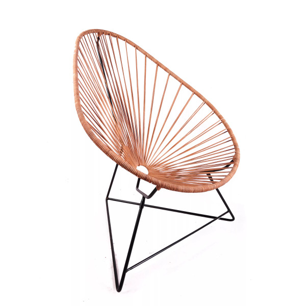 Fauteuil Acapulco cuir structure noire