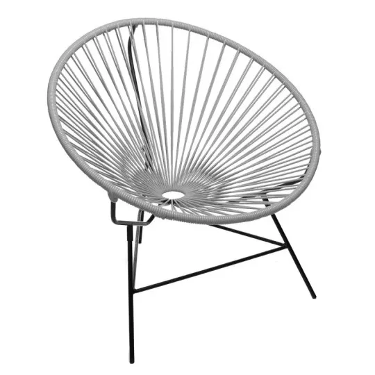 Fauteuil Huatulco gris structure noire Boqa