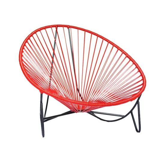 Fauteuil rouge Tulum structure noire Boqa