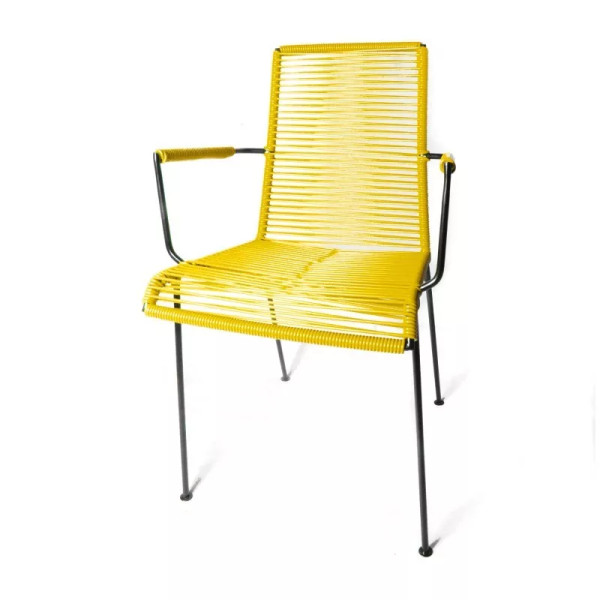 Chaise Mazunte avec accoudoirs jaune moutarde