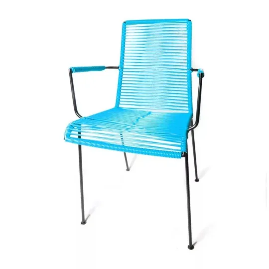 Chaise Mazunte avec accoudoirs bleu ciel
