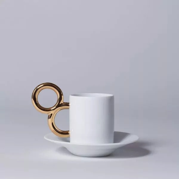 Tasse à Café et sa sous-tasse Manièriste Extranorm - Or