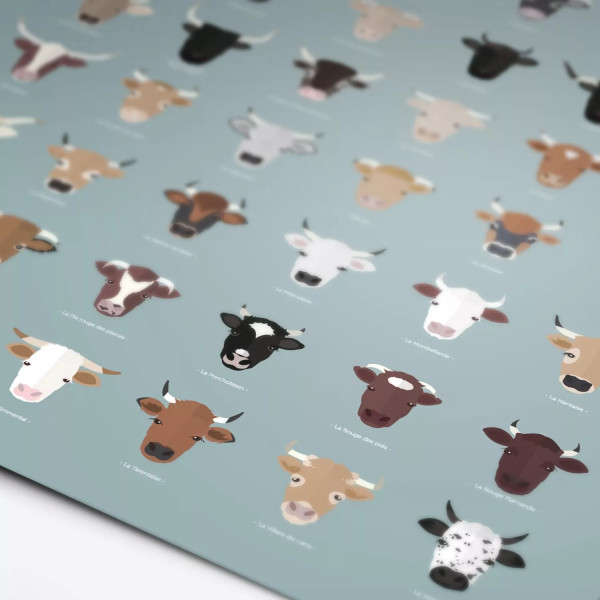 Affiche vache de France La Majorette à Moustache