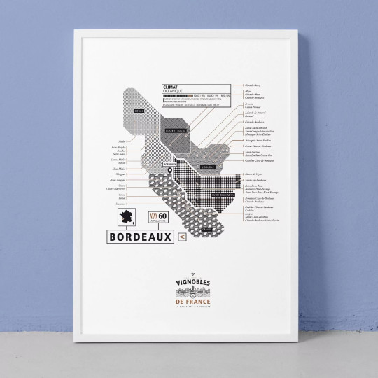 Affiche vin de Bordeaux La majorette à moustache