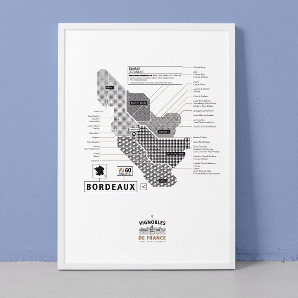 Affiche vin de Bordeaux La majorette à moustache