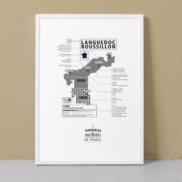 Affiche vins du Languedoc-Roussillon La majorette à Moustache