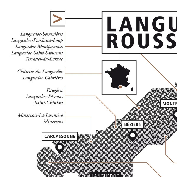 Affiche vins du Languedoc-Roussillon La majorette à Moustache