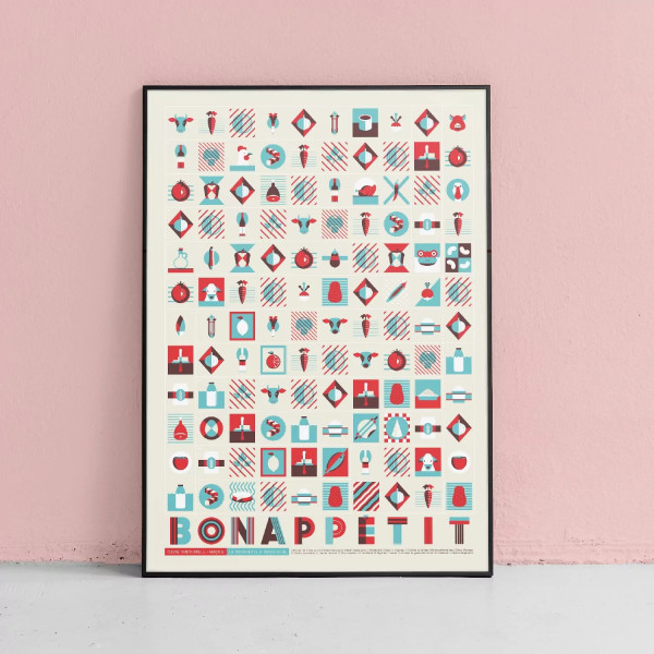 Affiche cuisine Française La Majorette à Moustache