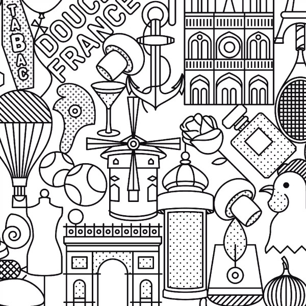 Affiche minimaliste douce France La majorette à moustache