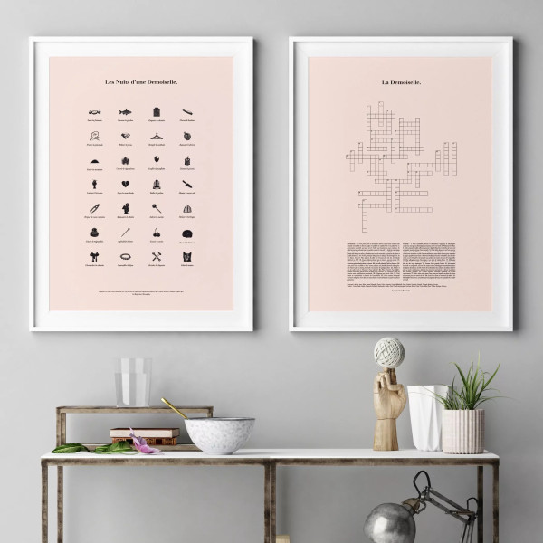 Affiche mots fléchés "La demoiselle" La majorette à moustache