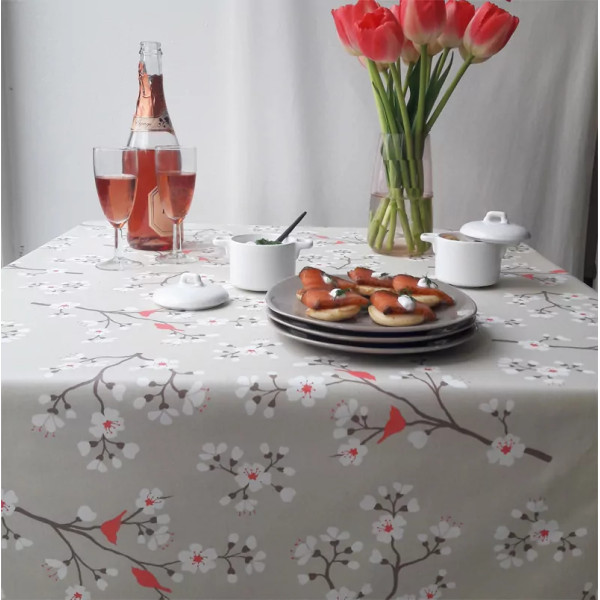 Nappe enduite Cerisier Taupe/corail - Fleur de Soleil