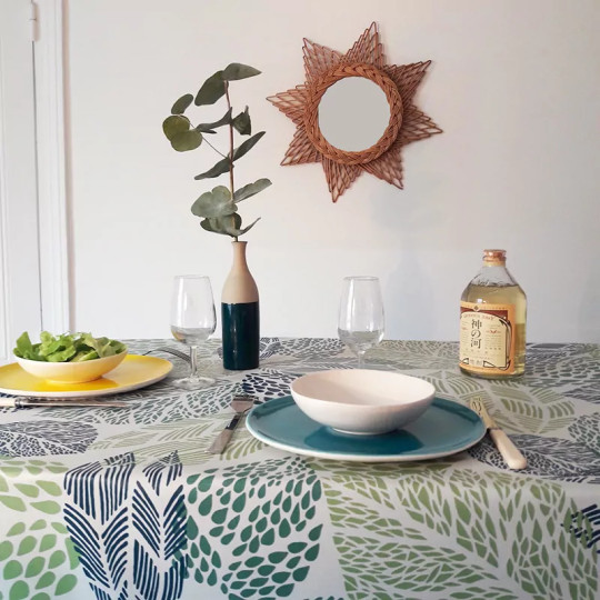 Nappe enduite Feuilles vertes - Fleur de Soleil