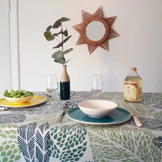 Nappe enduite Feuilles vertes - Fleur de Soleil