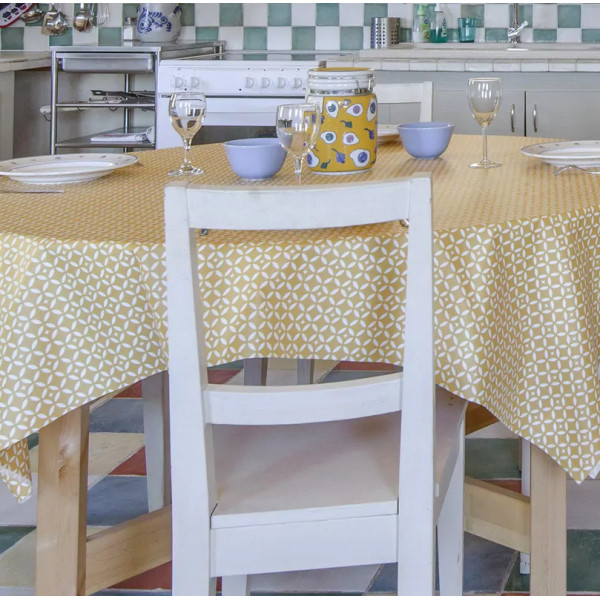 Nappe enduite Mosaïque Jaune Curry - Fleur de Soleil