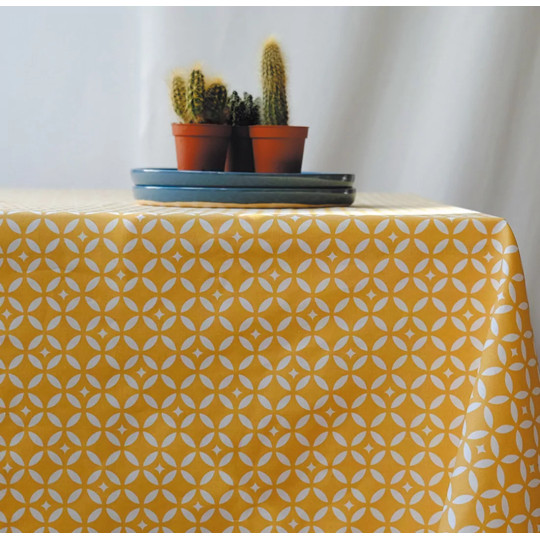 Nappe enduite Mosaïque Jaune Curry - Fleur de Soleil