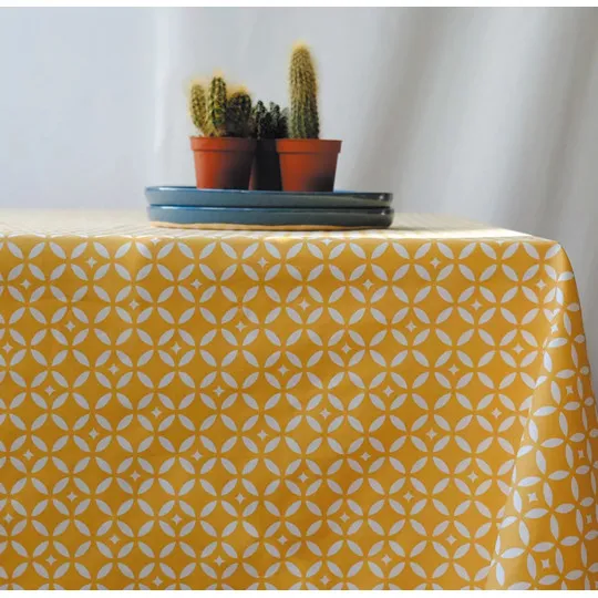 Nappe enduite Mosaïque Jaune Curry - Fleur de Soleil