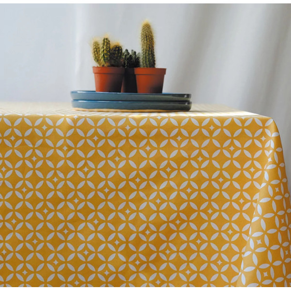 Nappe enduite Mosaïque Jaune Curry - Fleur de Soleil
