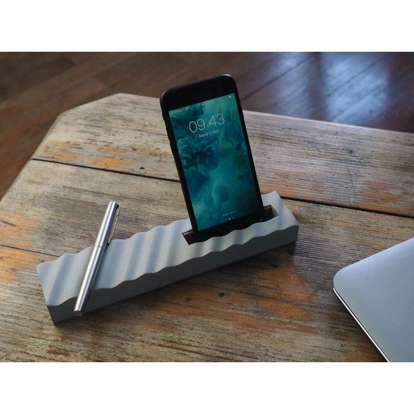 Support téléphone et stylo en béton Onde - Gone's