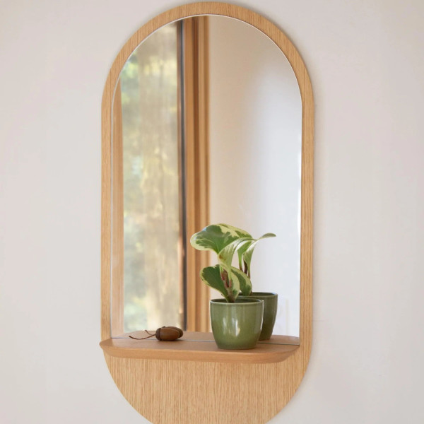 Miroir étagère REINE MERE Solstice en chêne