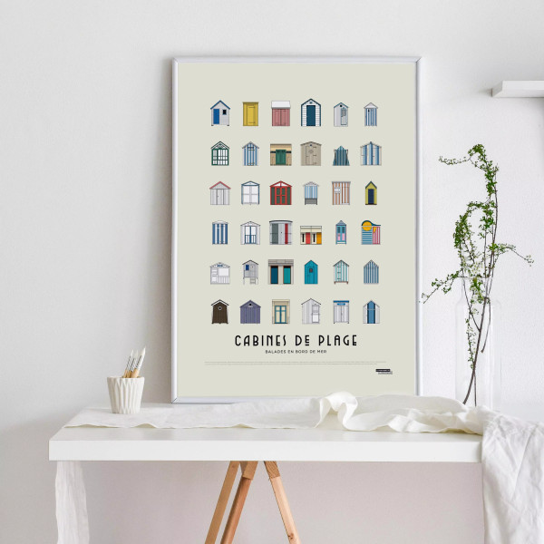 AFFICHE "CABINES DE PLAGE" LA MAJORETTE A MOUSTACHE