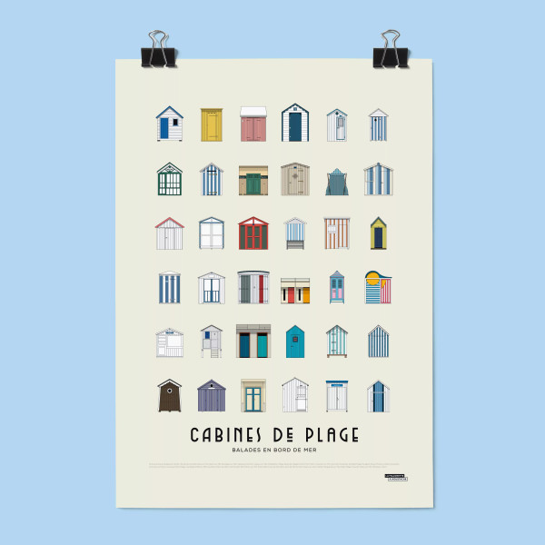 AFFICHE "CABINES DE PLAGE" LA MAJORETTE A MOUSTACHE