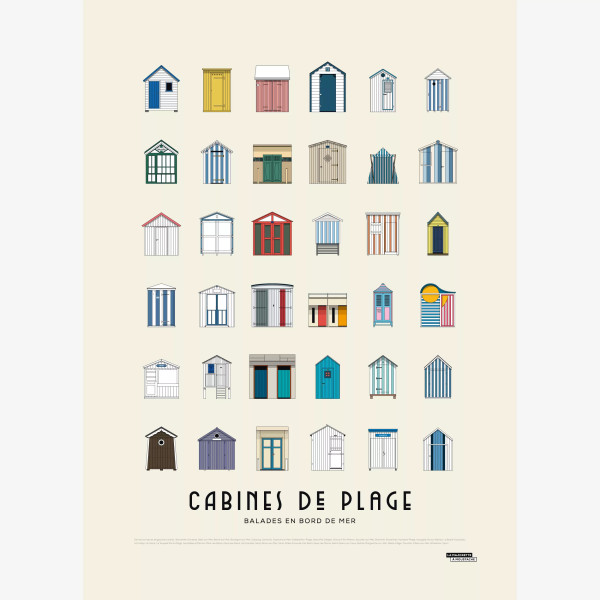 AFFICHE "CABINES DE PLAGE" LA MAJORETTE A MOUSTACHE