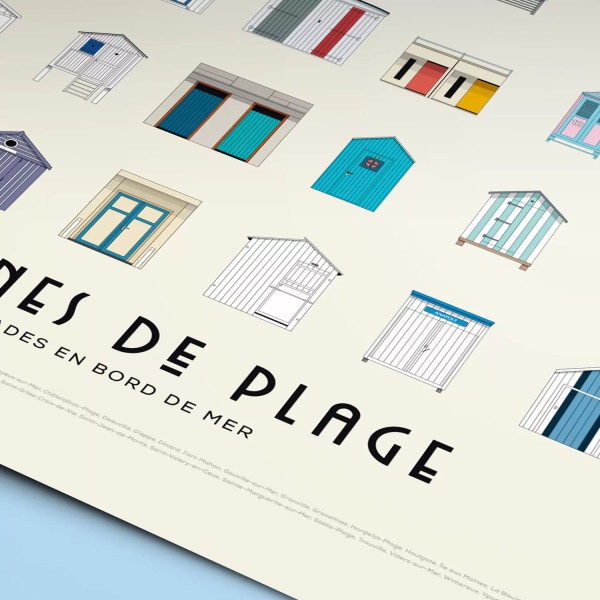 AFFICHE "CABINES DE PLAGE" LA MAJORETTE A MOUSTACHE