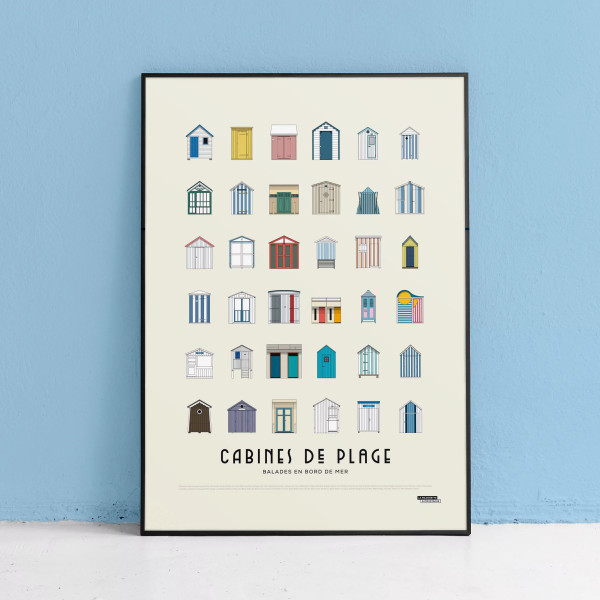 AFFICHE "CABINES DE PLAGE" LA MAJORETTE A MOUSTACHE