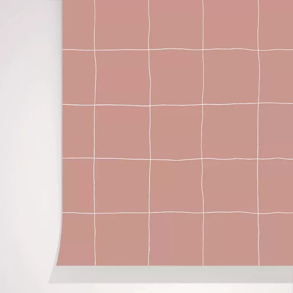 Papier peint carreaux rose - trame blush