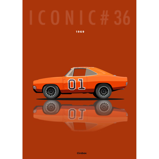 Affiche 100 % Made In France Dodge Charger 1969 Général Lee