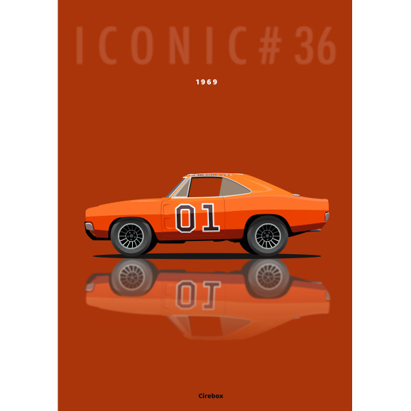 Affiche 100 % Made In France Dodge Charger 1969 Général Lee