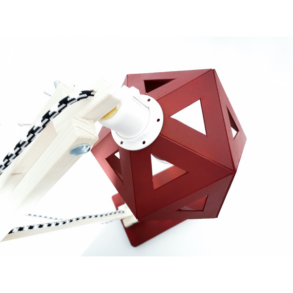 Lampe de bureau LEEWALIA Origami bordeaux et bois