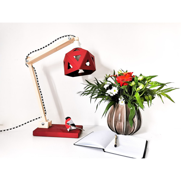 Lampe de bureau LEEWALIA Origami bordeaux et bois