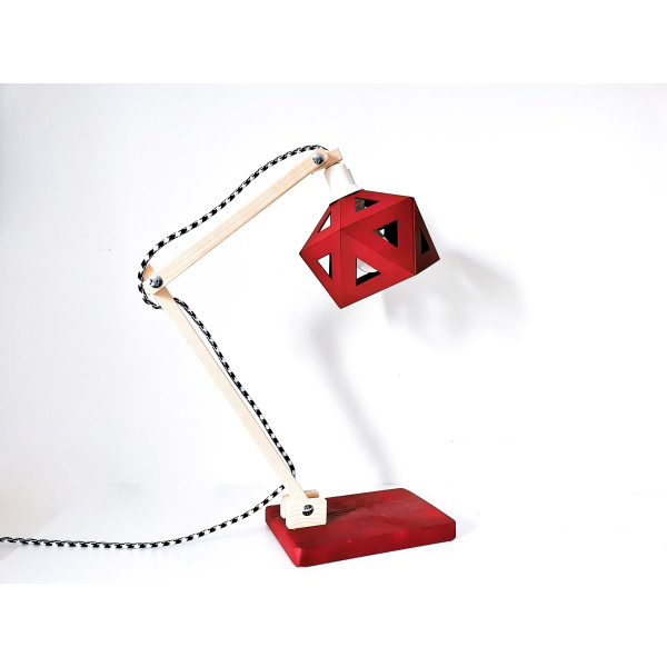 Lampe de bureau LEEWALIA Origami bordeaux et bois
