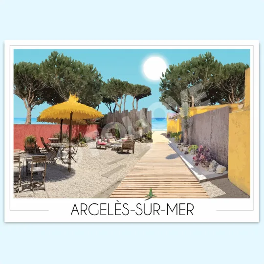 Affiche FOLIOVE Argelès-sur-mer bord de plage 2 - 3 tailles