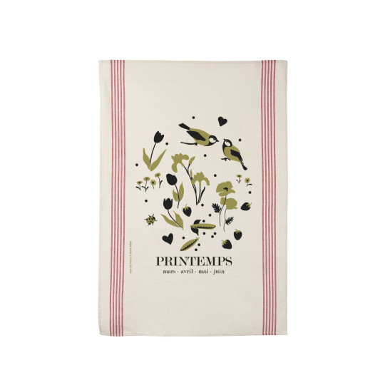 Torchon REINE MERE 100% coton thème Printemps 78x54cm