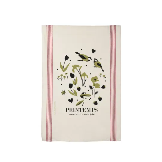 Torchon REINE MERE 100% coton thème Printemps 78x54cm