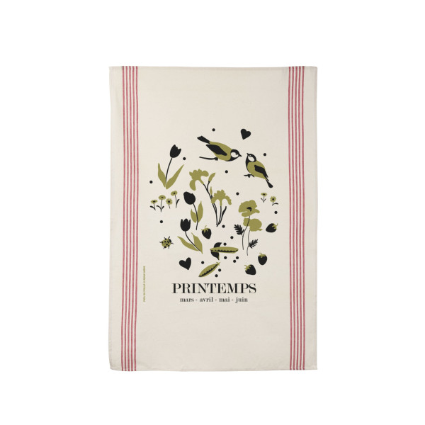 Torchon REINE MERE 100% coton thème Printemps 78x54cm