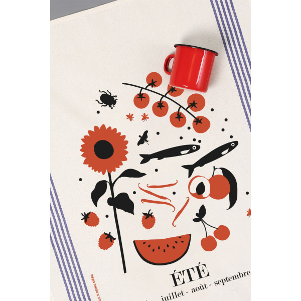 Torchon REINE MERE 100% coton thème Eté 78x54cm