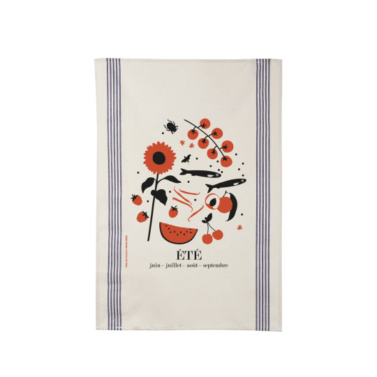 Torchon REINE MERE 100% coton thème Eté 78x54cm