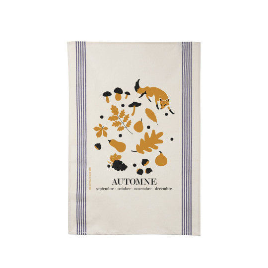 Torchon REINE MERE 100% coton thème Automne 78x54cm