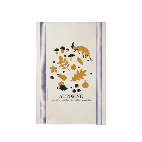 Torchon REINE MERE 100% coton thème Automne 78x54cm