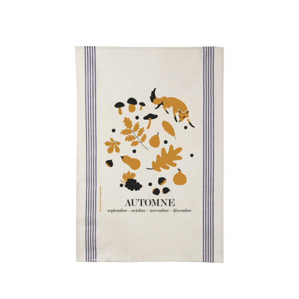 Torchon REINE MERE 100% coton thème Automne 78x54cm