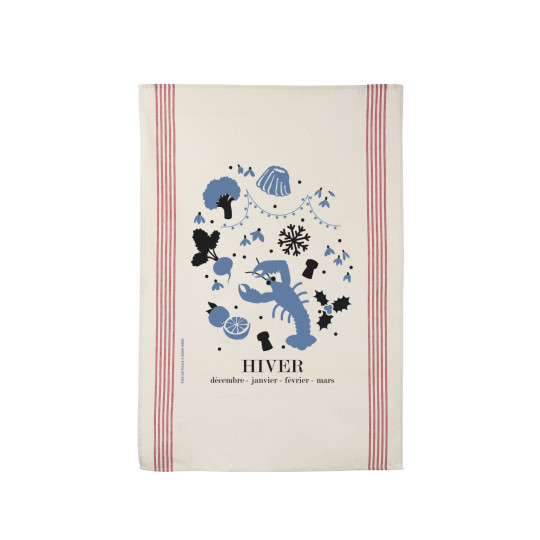 Torchon REINE MERE 100% coton thème Hiver 78x54cm