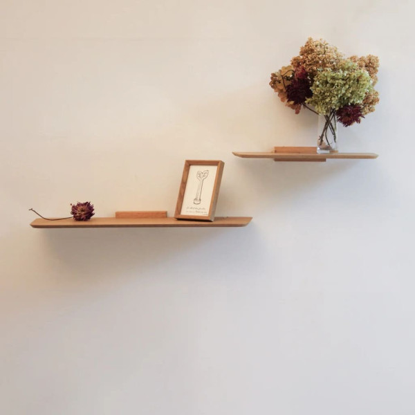 Étagère murale REINE MERE Aileron médium plaqué chêne - 2 tailles