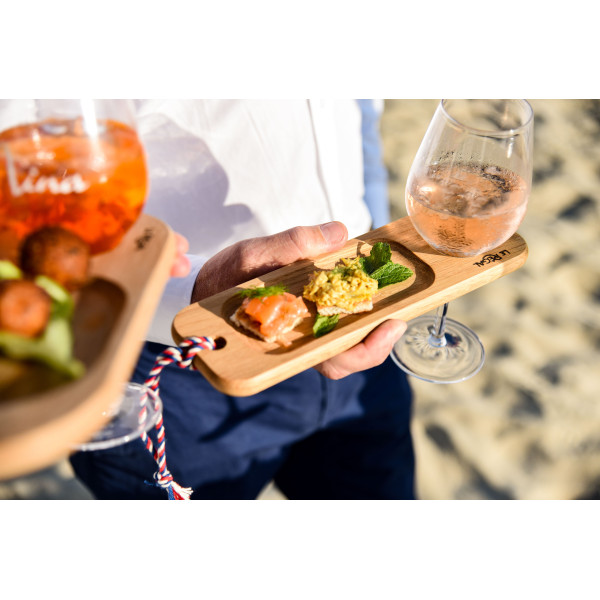 Pack de 4 planches apéritif LE REGAL Vigneron avec support pour verre à vin