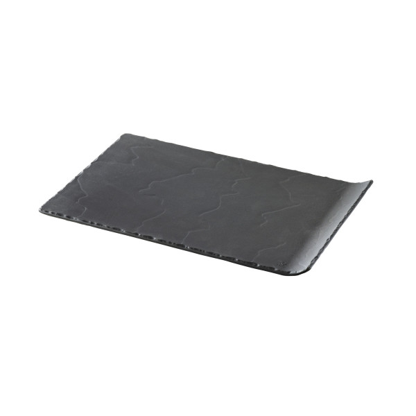 Assiette REVOL Basalt rectangulaire avec bord relevé en céramique effet ardoise 33cm