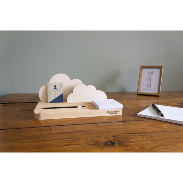 Organisateur de bureau et porte-photo REINE MERE Nuages en hêtre