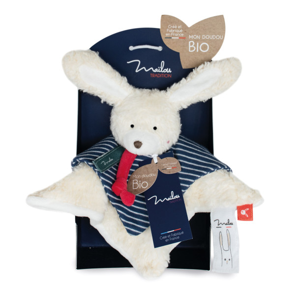 Doudou plat lapin en coton bio - Maïlou