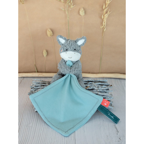 Peluche âne coton bio avec doudou - Maïlou